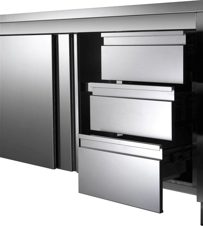 Produktbild Gastro Hero Edelstahl-Arbeitsschrank ECO mit Flügeltür und Schubladen (140 cm, 85 cm)
