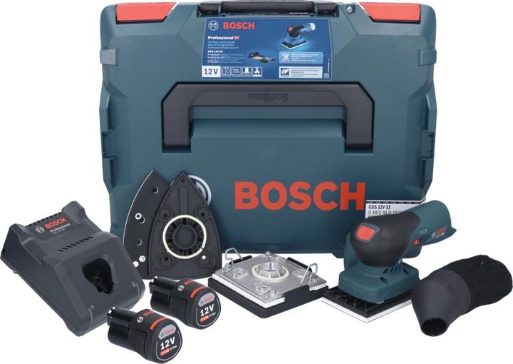 Produktbild Bosch Professional Bosch GSS 12V-13 Professional Akku Schwingschleifer 12 V + 2x Akku 3,0 Ah + LadegerÃ¤t + L-BOXX (Schwingschleifer)