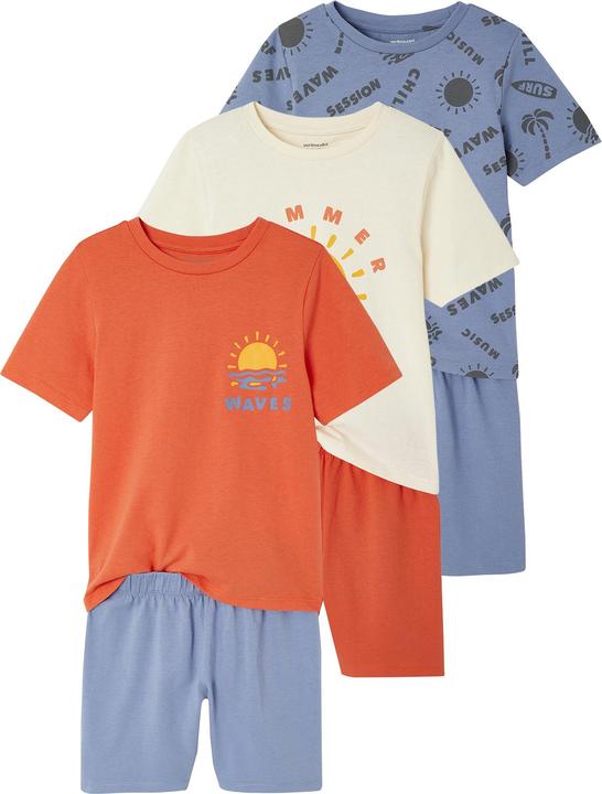 Vertbaudet 3er-Pack Jungen Sommer-Schlafanzüge mit Surfer-Prints und Recycling-Baumwolle