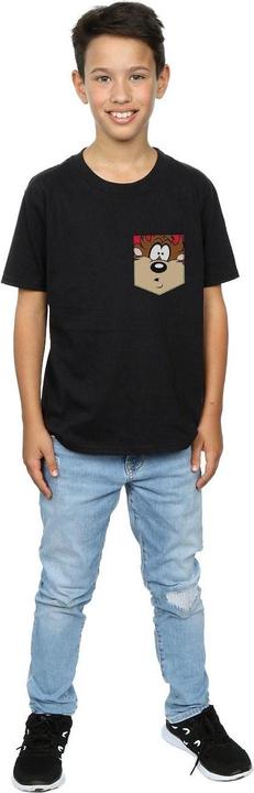 Produktbild Looney Tunes Tasmanian Devil Face Faux Pocket TShirt Jungen (152, 158)