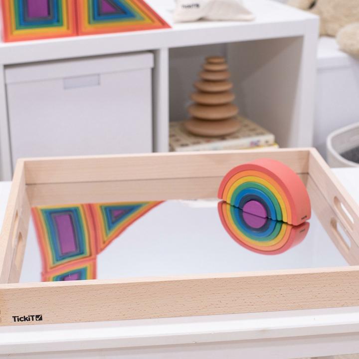 Actual product image TickiT Wooden tray box with mirror base (French, German, English, Italian)