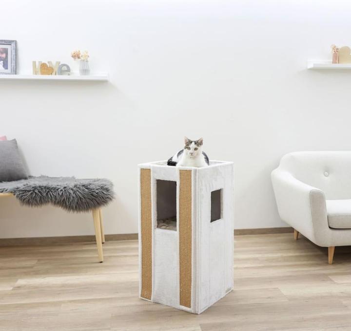 Produktbild Kerbl Kratztonne Galina, 40x40x78cm, weiss (78 cm, Weiss, Braun)