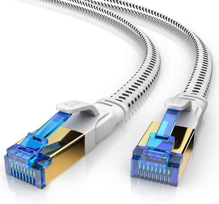 Immagine prodotto Primewire Cavo di rete CAT 8 con rivestimento in cotone piatto - cavo patch LAN - cavo dati - cavo a nastro (U/FTP, CAT8.1, 0.25 m)