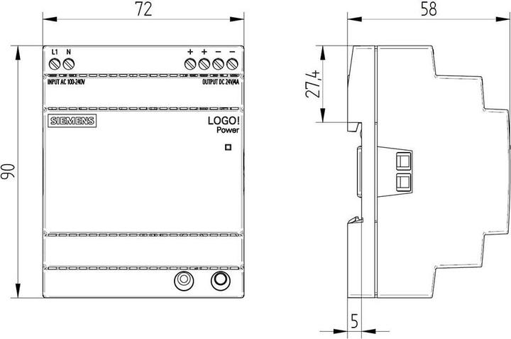 Productafbeelding Siemens Top-rail voedingseenheid (DIN-rail)