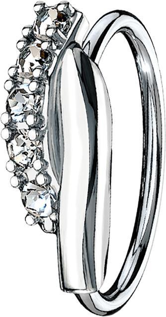 Star Piercing Micro Piercing Ring silber Doppelbalken verdreht mit Kristallen silber (Messing, Chirurgenstahl 316L)