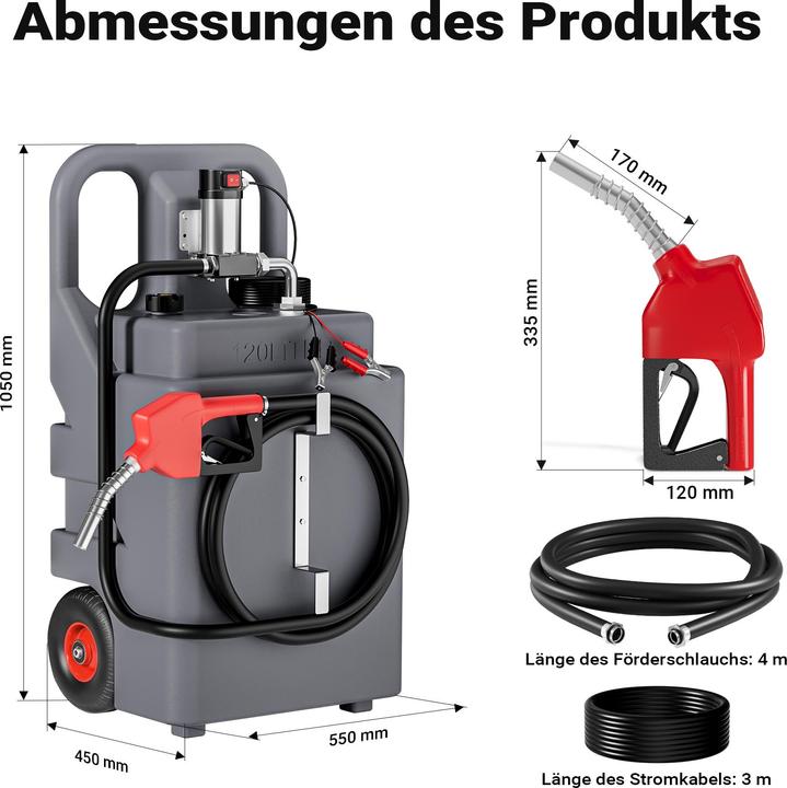 Actual product image Wiltec 120l mobile tank system 12V pump fuel tank diesel filling station