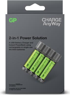 Produktbild GP Batteries Battery Charger Charge Anyway (1 Stk., AAA, AA, 2600 mAh, Ladegerät inkl. Akku)