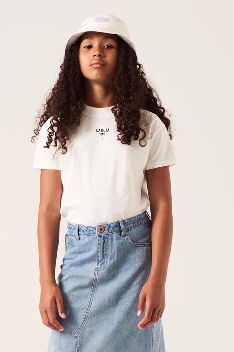 Actual product image Garcia White T Shirt with print on the back (140)
