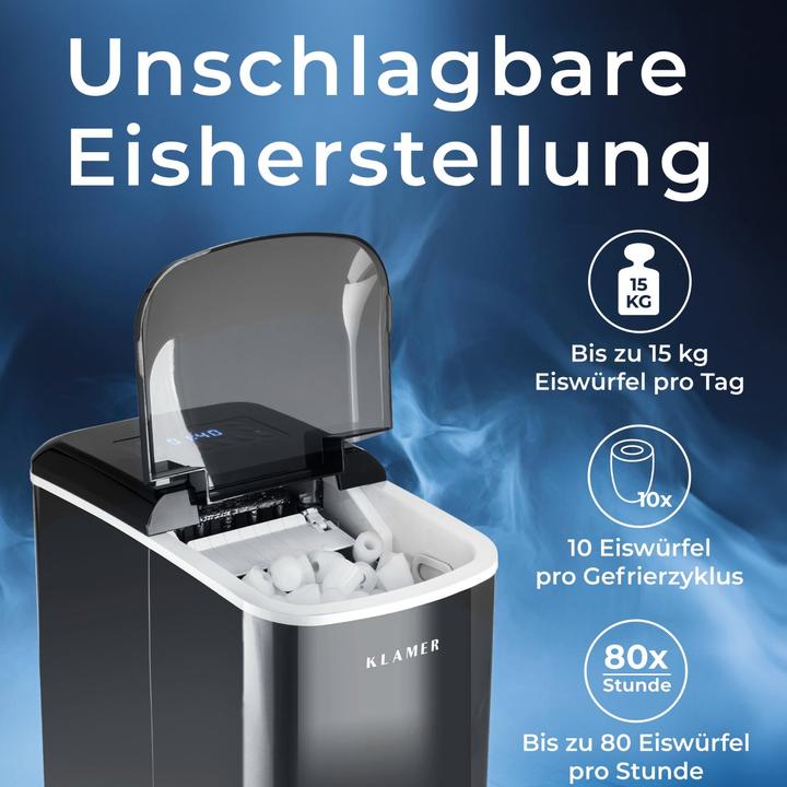 Immagine prodotto KLAMER Eiswürfelmaschine 2.1 L Wassertank, 120 W Ice Maker