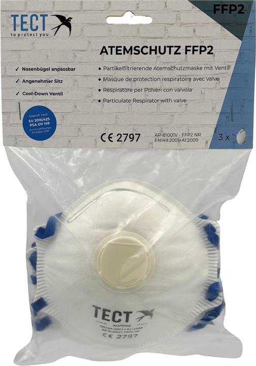 Produktbild Tect Atemschutzmaske mit Ventil (FFP2, 3 x)
