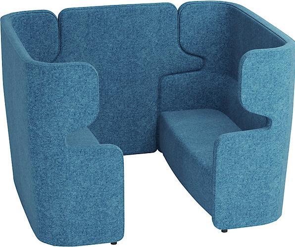 Actual product image Bisley VIVO acoustic sofa, 2 two-seaters with high back rest, centre divider, blue.