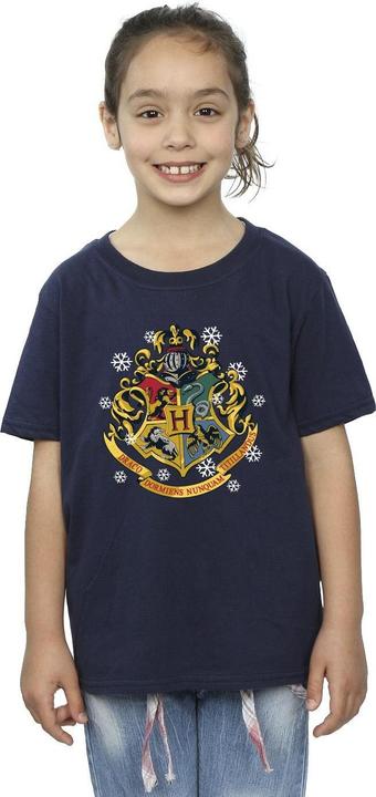 Actual product image Girls Christmas Crest Cotton T-Shirt (140, 146)