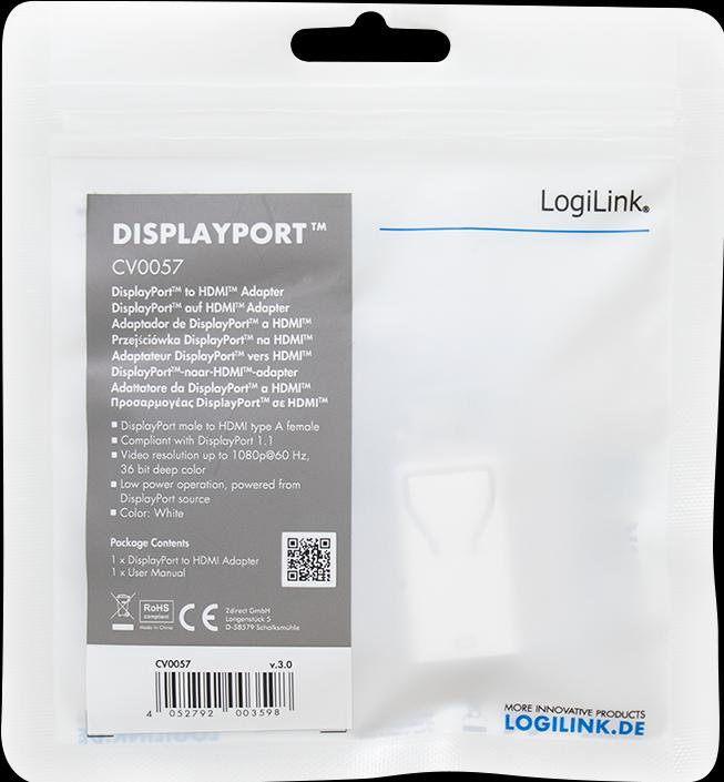 Actual product image LogiLink DisplayPort to HDMI (HDMI, 6.40 cm)