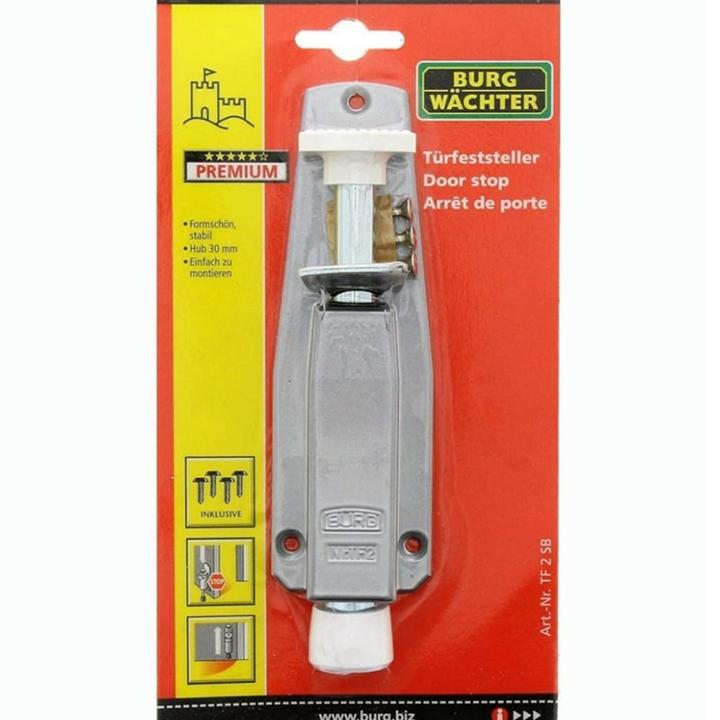 Produktbild Burg Wächter Türfeststeller TF 2 SB Leichtmetall silberfarbig eloxiert Hubhöhe 30 mm Türmontage (1 Stück)