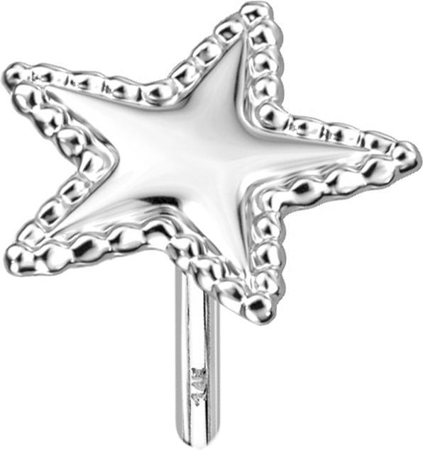 Star Piercing Threadless 14k weissgold Stern mit Kugelrand (14k Gold, ohne Messing)