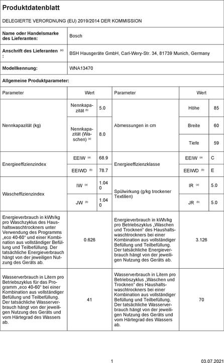 Produktbild Bosch Hausgeräte WNA13470 (EU-Stecker)