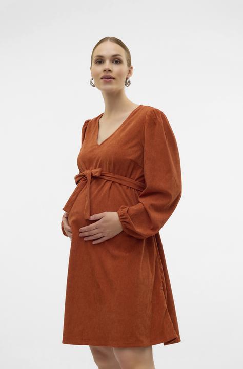 Image du produit Mamalicious Coupe normale Col en V Poignets élastiques Manches ballon Robe courte (XL)
