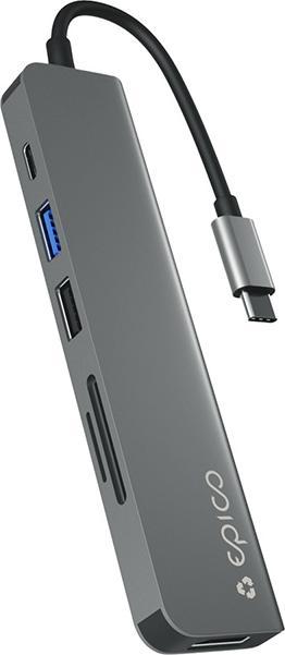Produktbild Epico Resolve Aluminium Hub 6in1 8K grey (USB-C, 6 Ports)