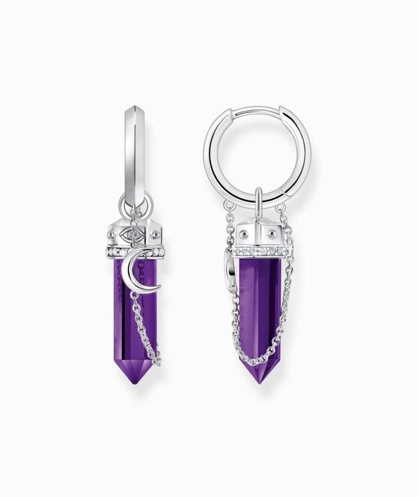 Produktbild Thomas Sabo Creolen mit Anhänger mit imitiertem Amethyst Silber geschwärzt (925er Silber/Silber)