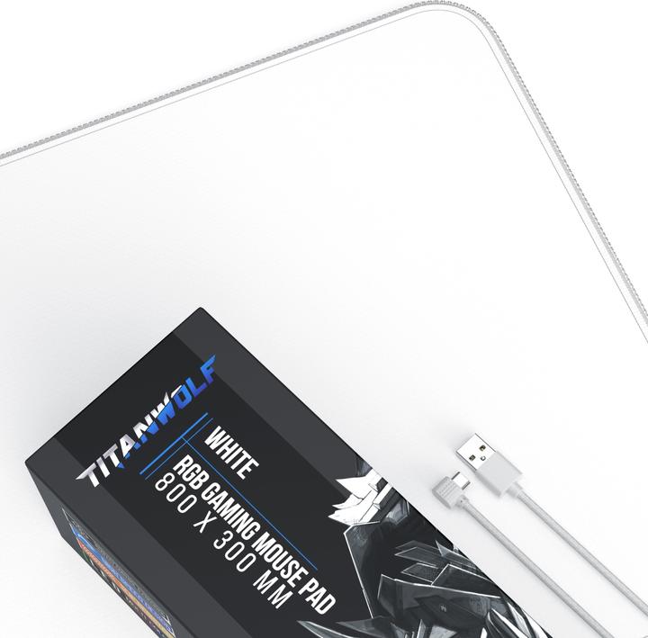 Actual product image Titanwolf RGB Gaming Mouse Pad, Mouse Mat XL 800 x 300mm improves precision & speed, white (XL)