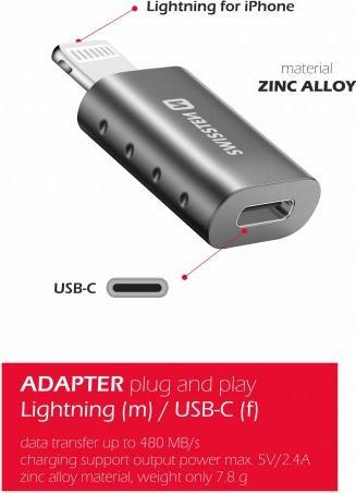 Produktbild Swissten Adapter Lightning(M)/USB-C(F) (USB Typ C, Lightning)