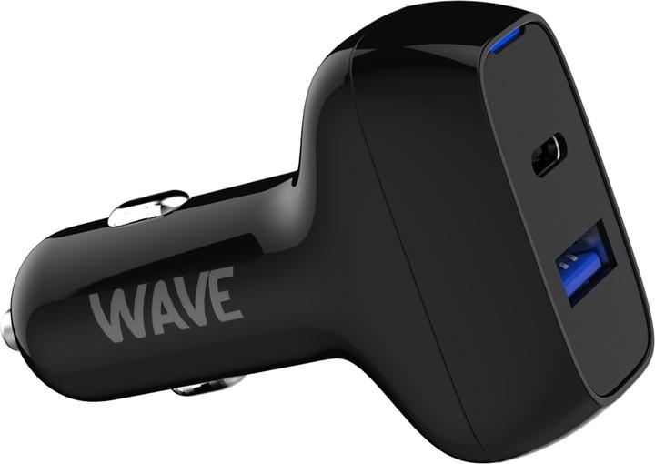 Actual product image Wave Autolaturi, 1 x USB Type-C + 1 x USB-A +, Musta