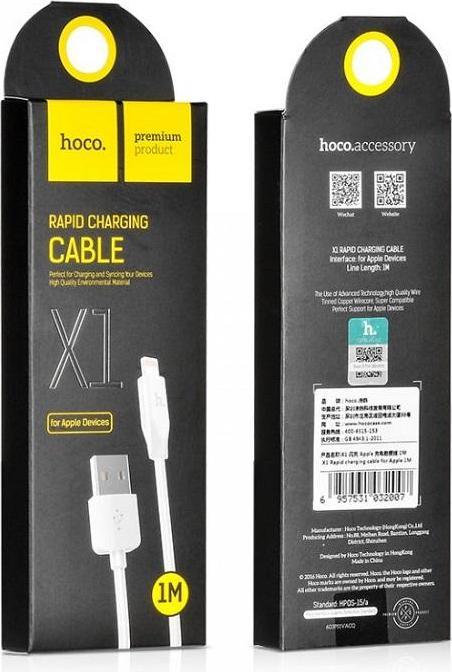 Produktbild Hoco USB-A to Lightning Rapid X1, 18W, 2A, 1m, weiss (1 m, USB 3.0)