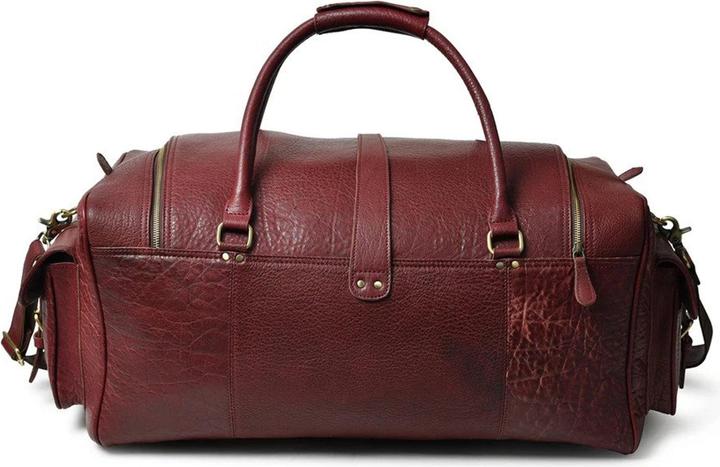 Produktbild Only-Bags.Store Herren Büffelleder Cherry Red Duffel Bag, grosse Weekender Tasche, rote Reisetasche für Männer &