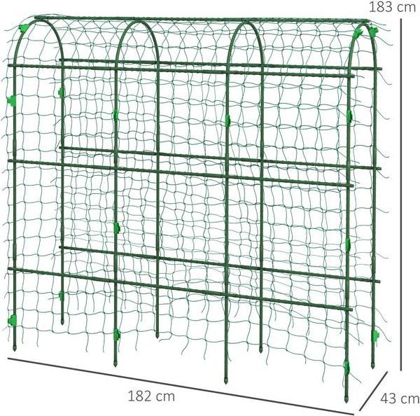 Actual product image Swisshandel24 Trellis, adjustable trellis, with net, for garden, balcony, steel, green, 43 x 182 x 183 cm (182 cm, 43 cm)