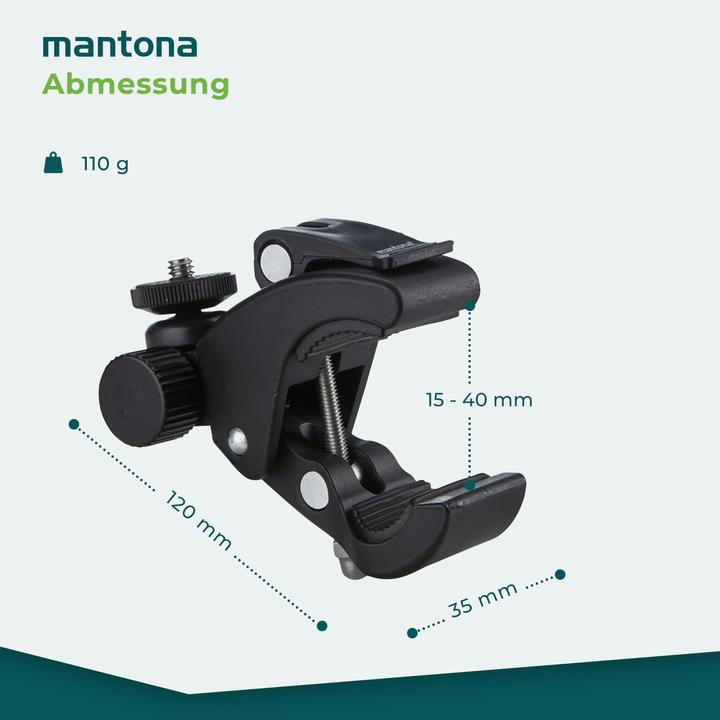 Produktbild mantona Klemmhalterung XL (Hero 6, Hero 7, Hero 3+, hero 5, Hero 4, Hero 3, Hero 2)