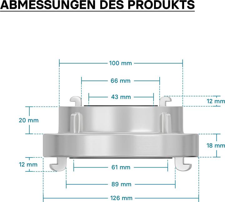 Produktbild Wiltec Übergangsstück Storz Kupplung B 75 auf C 52 Aluminium Feuerwehrschlauch