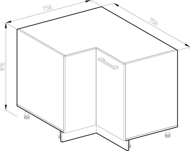 Actual product image Vicco Eckschrank für Haushaltsgegenstände R-Line (75.5 x 46 x 81.5 cm)