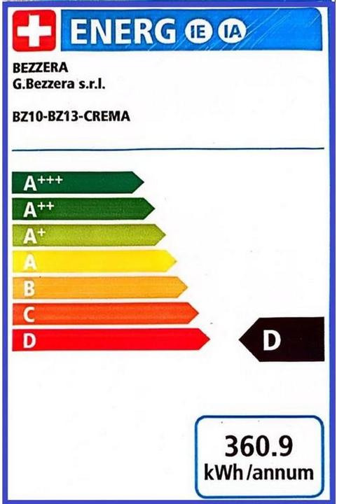 Energie-Label Bezzera Siebträgermaschine