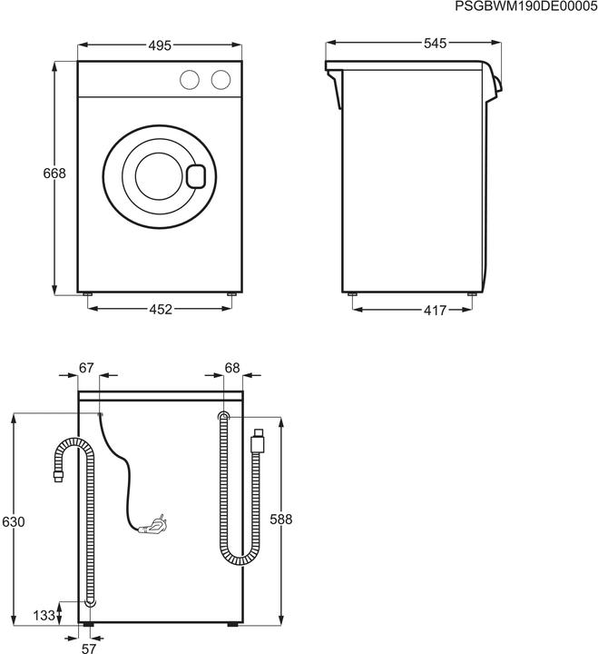 Nährwerte und Zutaten Electrolux EWC1352 (3 kg, Links)