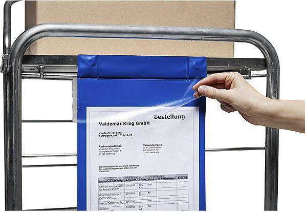 Actual product image Valdemar Krog Neodymium magnetic pockets, vertical format, pack of 25, blue, with flap, A4, 1+ (A4)