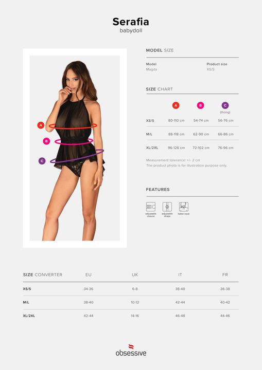 Productafbeelding Obsessive Serafia Babydoll & String M/L (M/L)