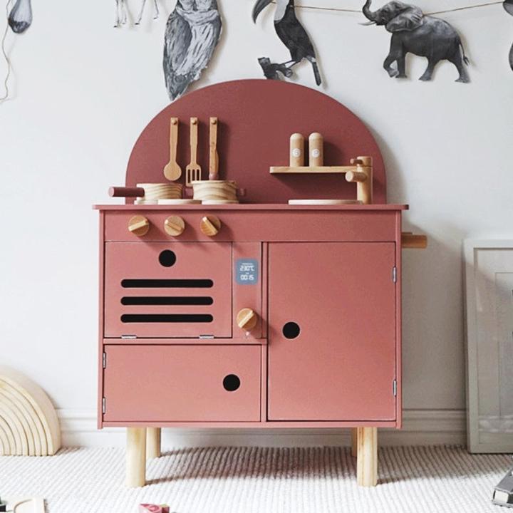 Actual product image Nelaroom Retro wooden kitchen with accessories