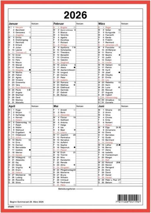 Produktbild Simplex Tafelkalender (A4, Kein Einband, Deutsch, Französisch)