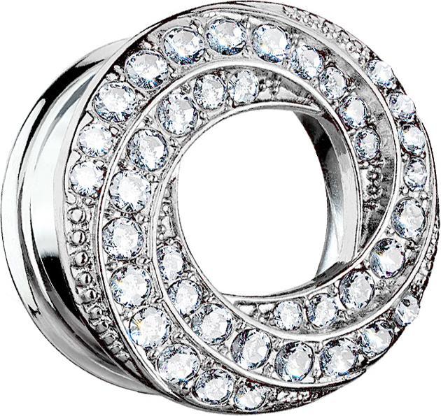 Star Piercing Flared Tunnel Kristallwirbel silber (Messing, Chirurgenstahl 316L)