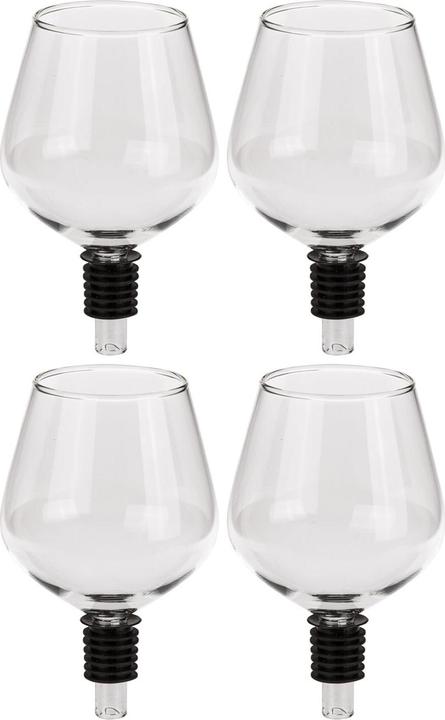 Actual product image Out of the blue Set of 4 wine glass bottle tops (Wine aerator, Wine pourer)