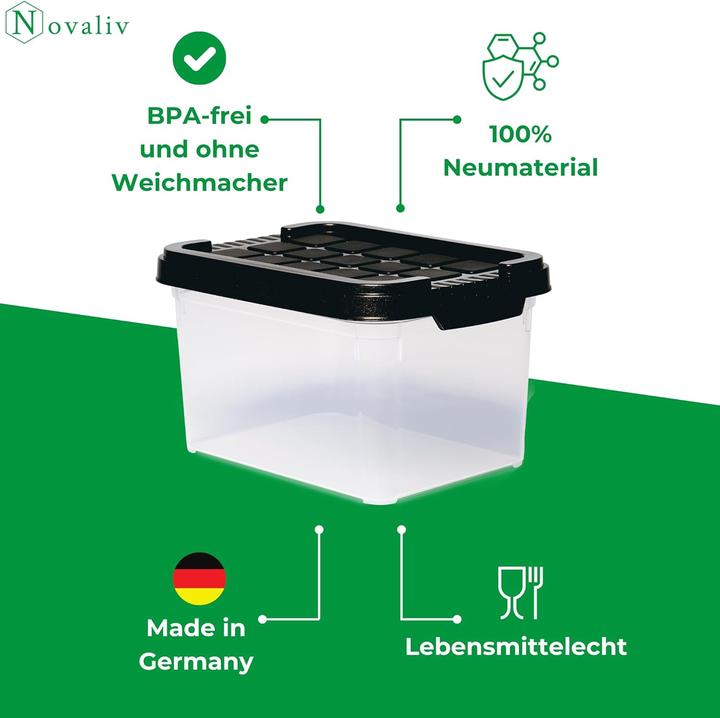 Produktbild Novaliv 4x Aufbewahrungsboxen mit Deckel klein 2 L Anthrazit Nestbar stapelbare Plastikboxen mit Cli (2 l)