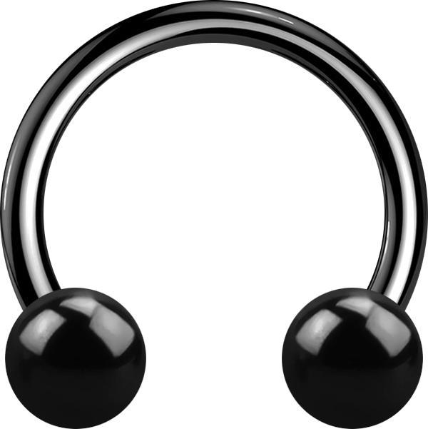 Star Piercing Micro Circular Barbell schwarz mit zwei Kugeln (ohne Messing, Chirurgenstahl 316L)