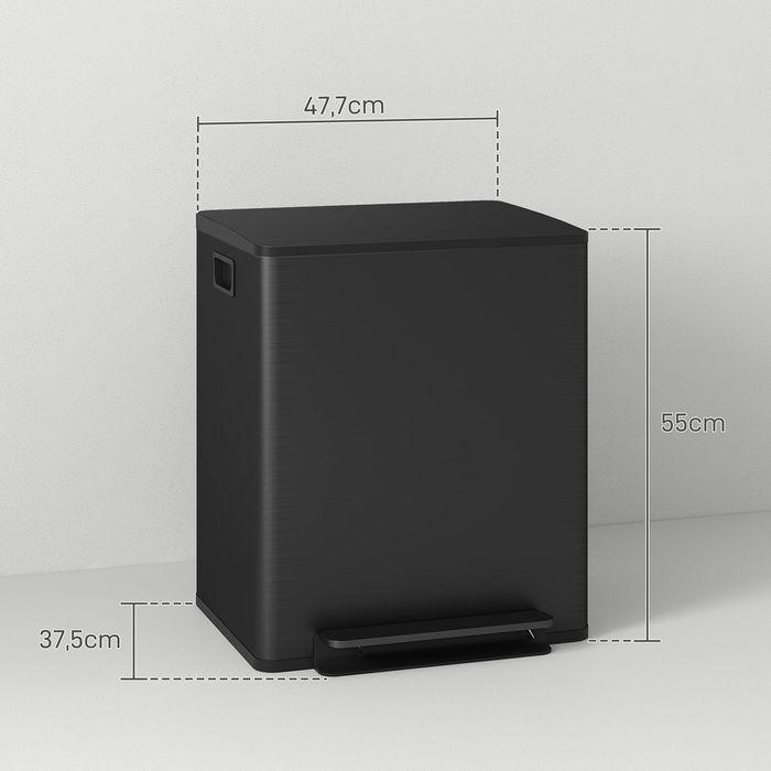 Produktbild Swisshandel24 Mülleimer 2 x 25L Treteimer mit Deckel, Fusspedal, Inneneimer, Edelstahl (50 l)