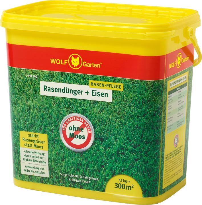 Wolf-Garten Lawn Fertiliser Plus Iron L-PM 300 | 7.5 kg | 300 m² (7.50 kg)
