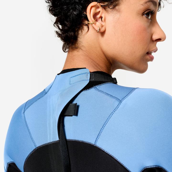 Image du produit Olaian Combinaison surf 500 Femme 3/2 Backzip - Noir et bleu (5/3 mm, S)