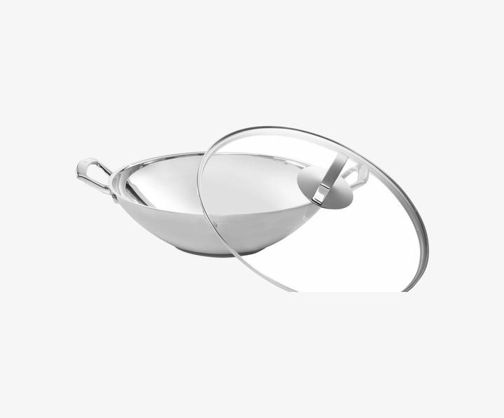Produktbild WMF Wok Wokpfanne 36cm mit Glasdeckel Induktion Edelstahl (36 cm, Wok Pfanne, Edelstahl)
