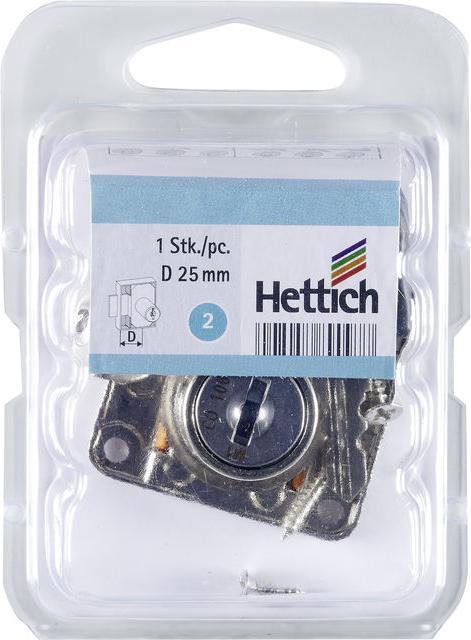 Image du produit Hettich Zylinder-Aufschraubschloss unterschiedlich schlieend Trstrke 13-20 mm Stahl vernickelt