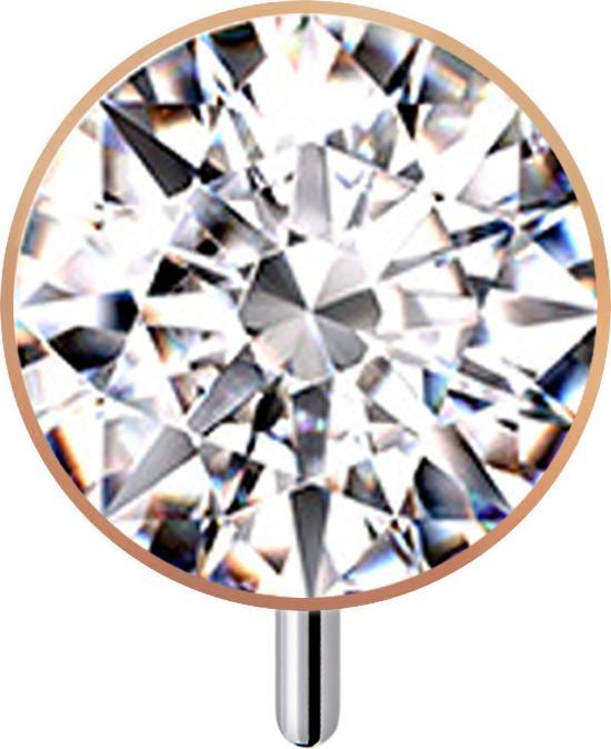 Immagine prodotto Star Piercing Emisfero Threadless in oro rosa con cristallo argento (senza ottone, Titanio G23)