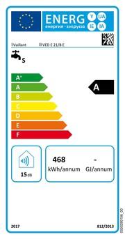 Energy Label Vaillant VED E 21/8 E 10023747 electric instantaneous water heater