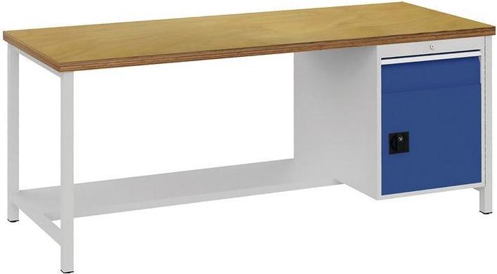 Produktbild Bedrunka & hirth Werkbank signalblau, RAL 5005 lichtgrau, RAL 7035 B2000xH859xT750 mm Buche Multiplex 40 mm 1 Schu... (200 cm, 75 cm)